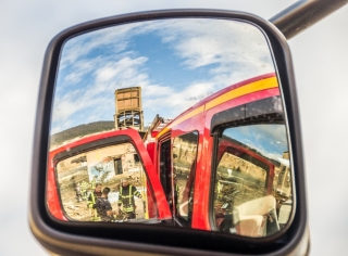 Manoeuvre des pompiers de Couzon  la cimenterie d'Albigny