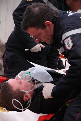 Manoeuvre des pompiers de Couzon  la cimenterie d'Albigny