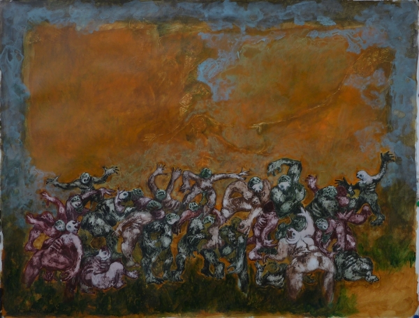 Jean FranÃ§ois Bottollier : Homoga-ne-118-acrylique-sur-papier-48x63-1