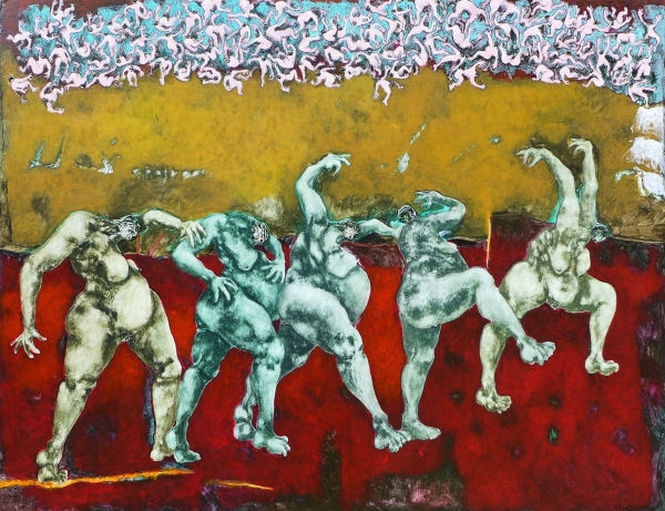 Jean FranÃ§ois Bottollier : Homoga-ne-219-Acrylique-sur-papier-Maroufla-sur-Medium-114x148
