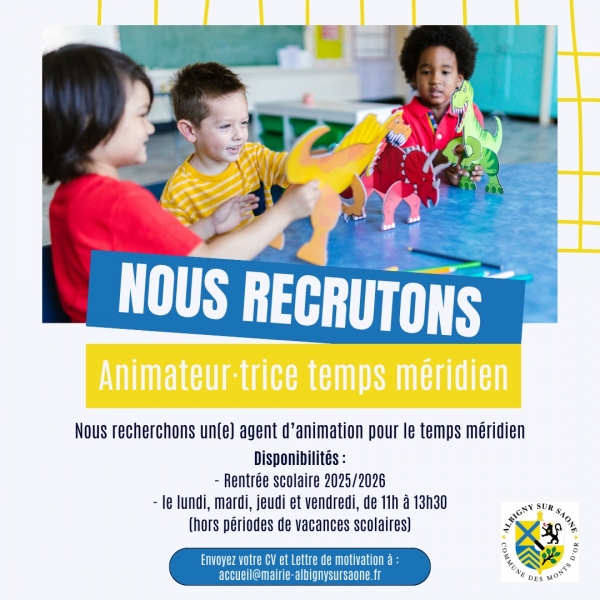 Recrutement - Animateur/trice temps méridien
